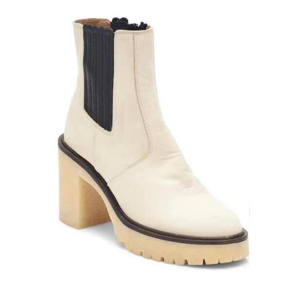 Free People James Chelsea Boot White Leather Size 38 (Size 7.5-8) - Picture 1 of 9